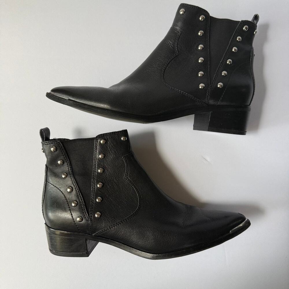 MARC FISHER LTD Black Leather Studded Ankle Boot 9.5 - Picture 6 of 16